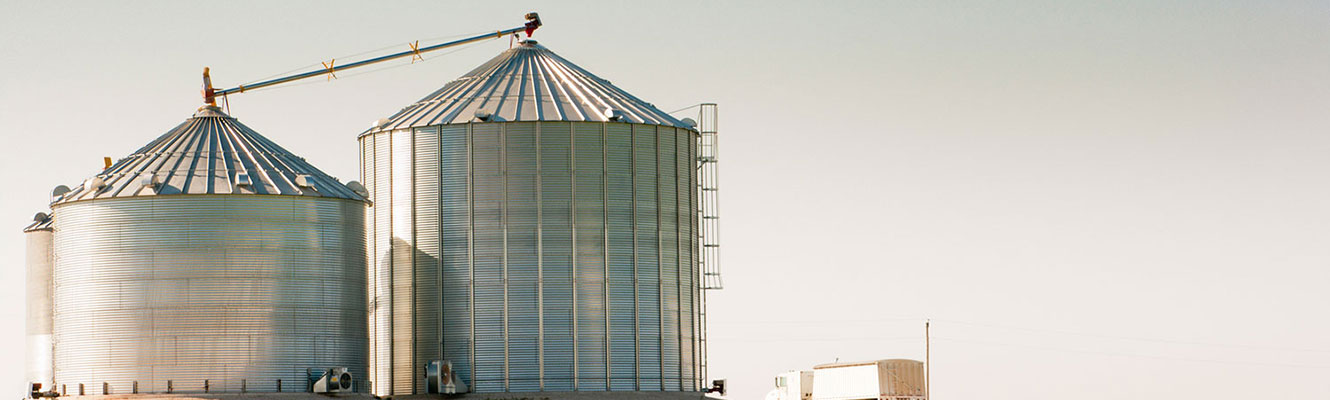 Silos on farm.